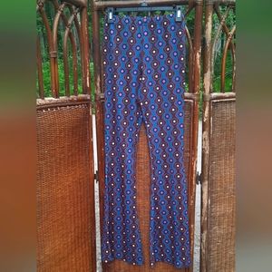 Nasty Gal Blue and Red Patterned Flare Pants